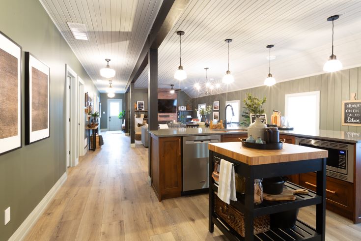 Living room and kitchen of the open concept inn