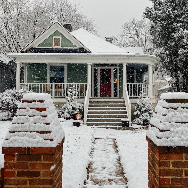 House in the winter covered with snow