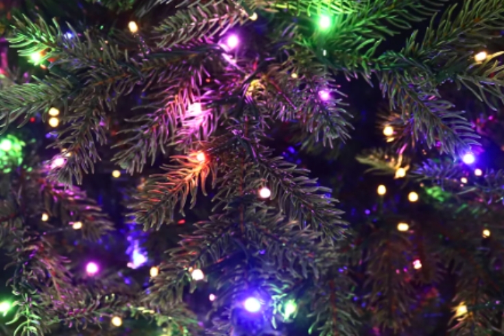 Viral Home Depot Christmas tree with lights turned on