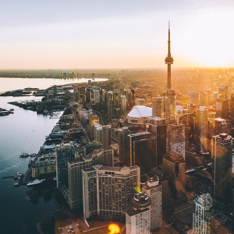 Toronto skyline at dusk