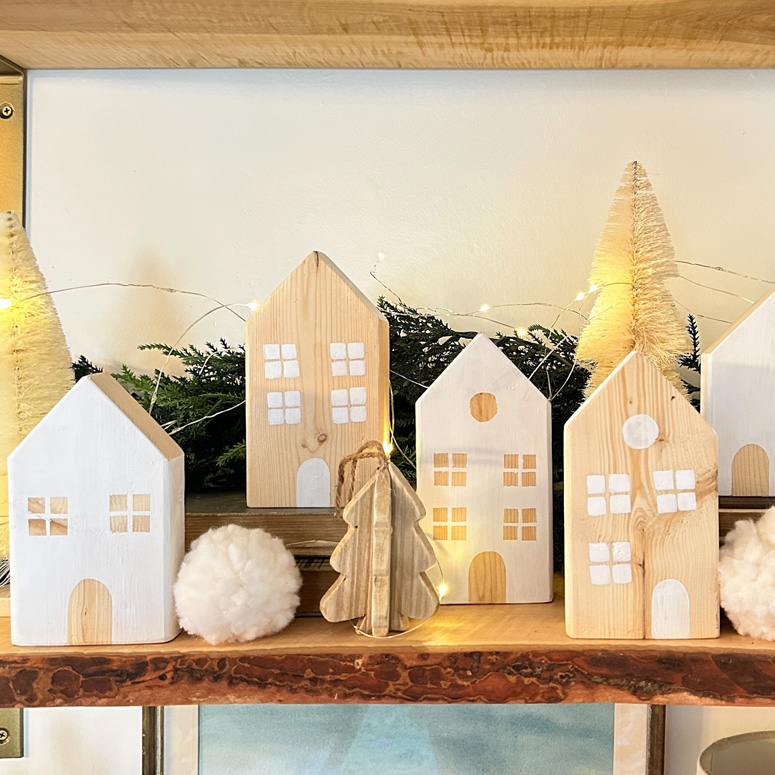 DIY Christmas Village made of leftover scrap wood