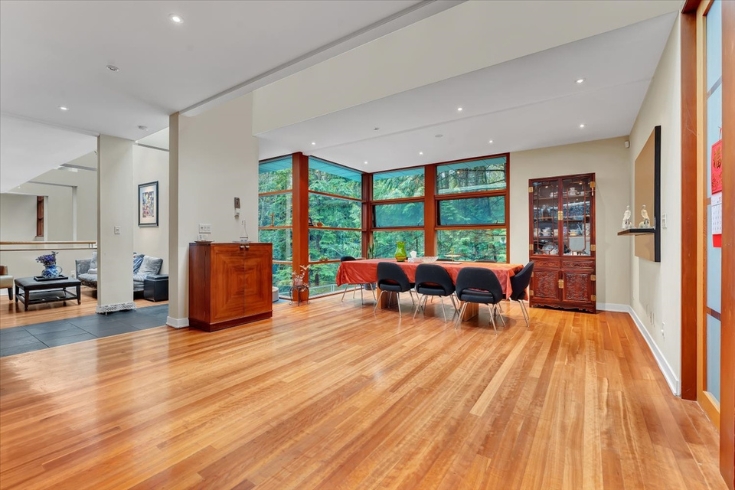 Living and dining room at the Cullen House in Vancouver