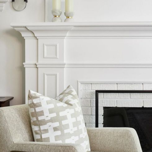 Painted brick fireplace