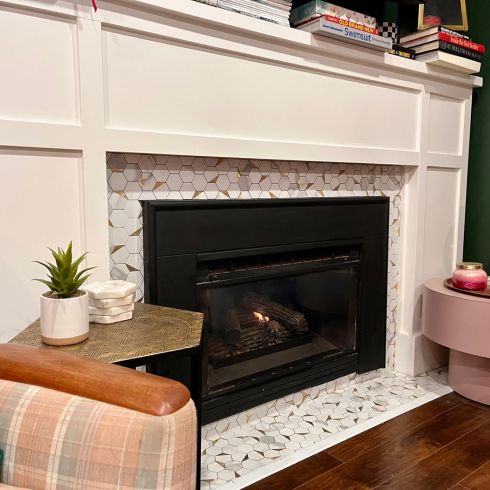 DIY tiled fireplace