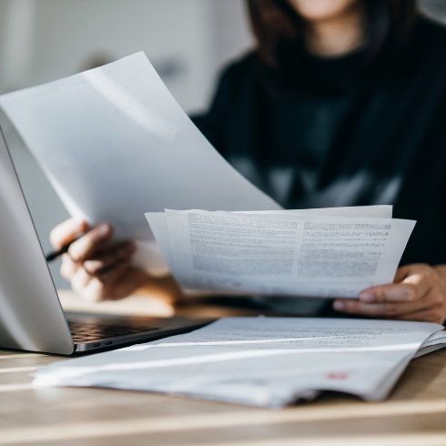 Person looking at paperwork