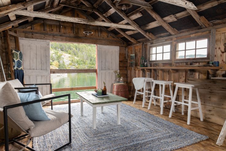the refurbished fishing stage of the off-grid resort