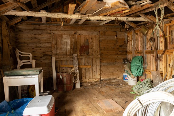The run down fishing stage of the off-grid resort