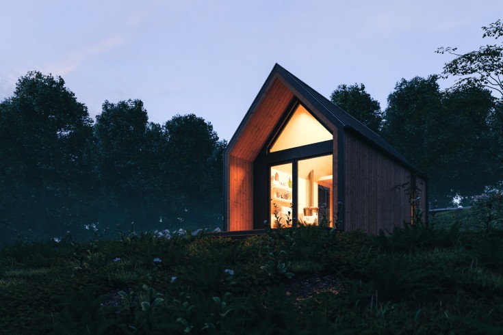 tiny home at night