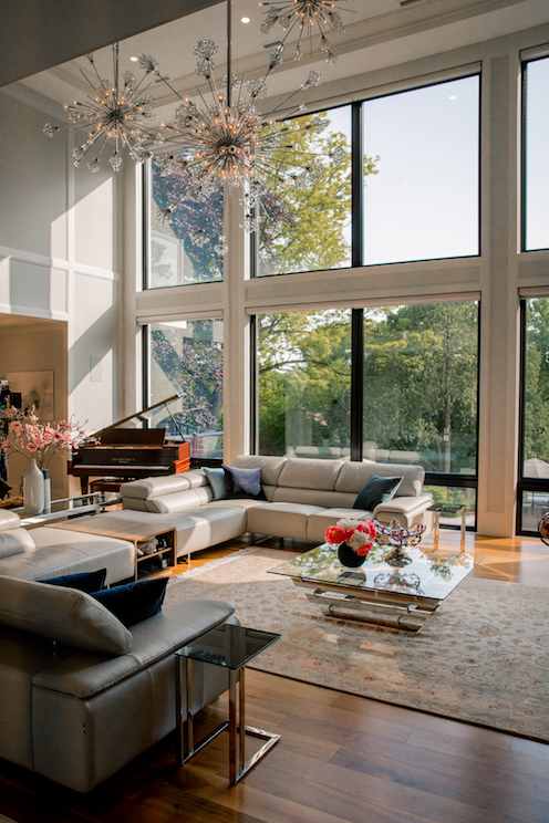 Floor-to-ceiling windows in living room
