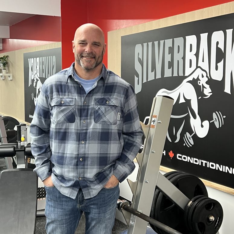 Bryan Baeumler visiting after the gym reno
