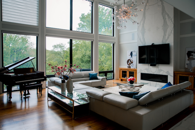 Floor to ceiling windows in living room
