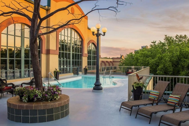 A view of the geothermal pool at Temple Gardens Hotel & Spa