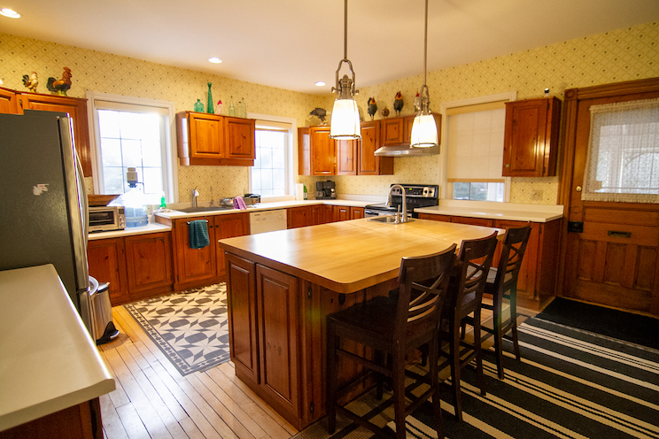 An old Victorian kitchen with wood finishes