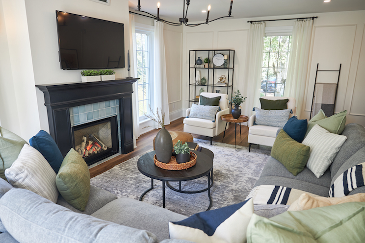 A Victorian living room with fireplace