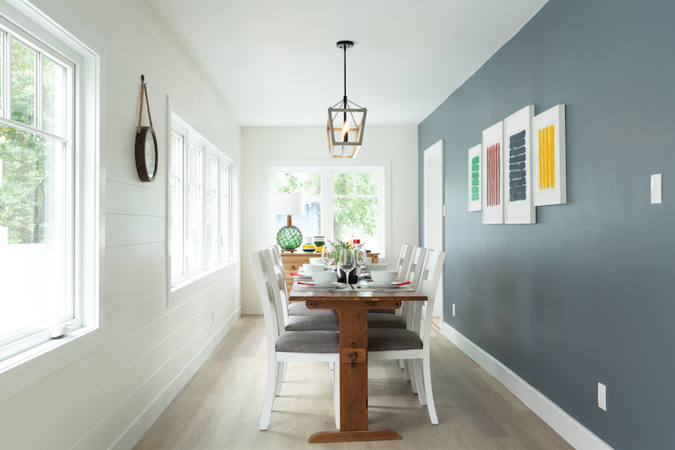 Dining room with multiple windows