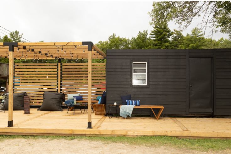 The amenities trailer at the Chalets lakefront Muskoka resort
