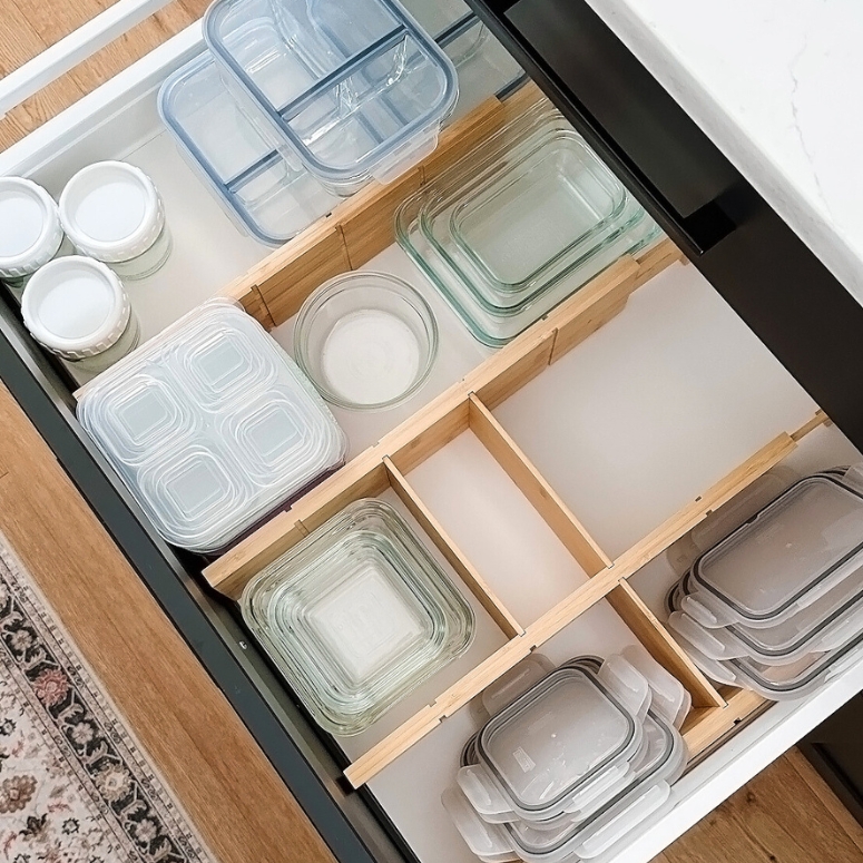 A clean drawer in a kitchen