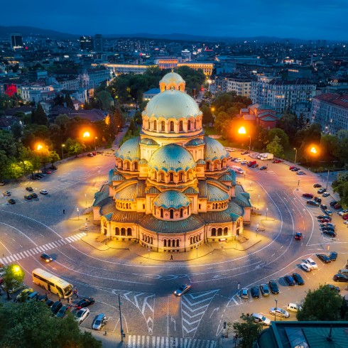 Sofia, Bulgaria at night