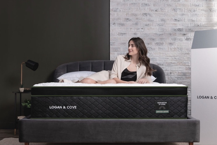 Cooling mattress with woman laying on top