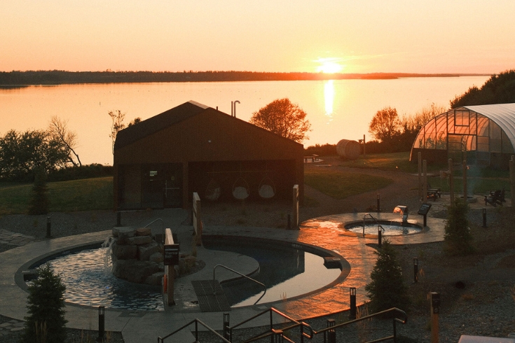 Mysa Nordic Spa & Resort in PEI during sunset