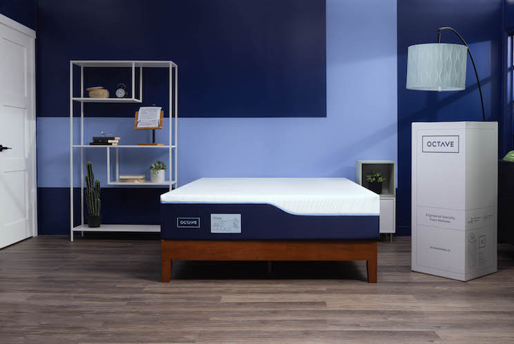 Mattress in a blue bedroom