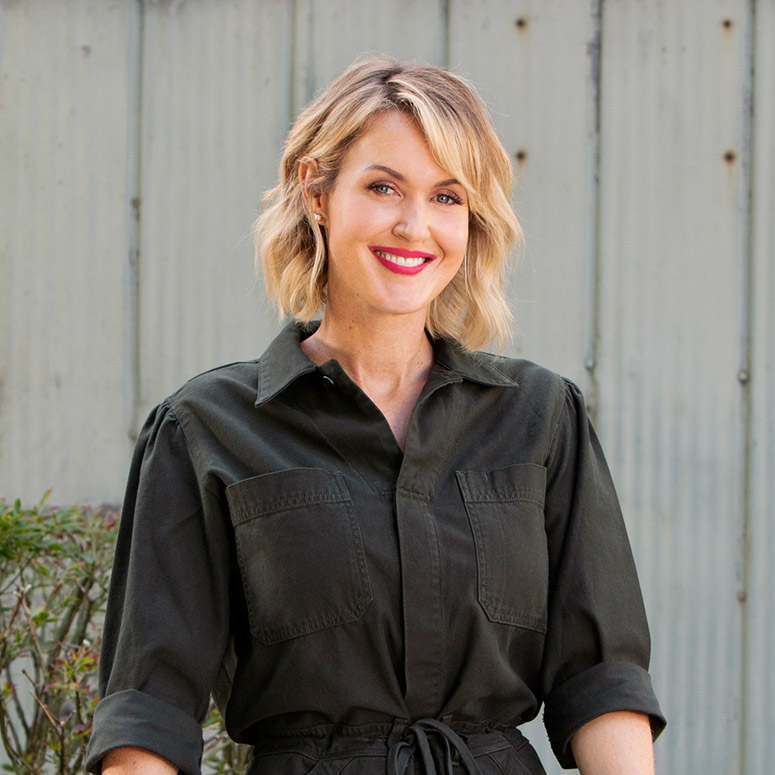 Carolyn Wilbrink on the set of Farmhouse Facelift