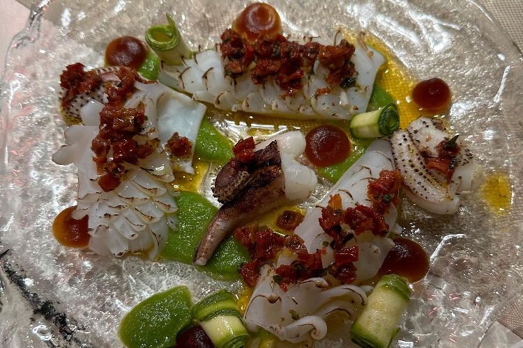 A cuttlefish appetizer at La Buona Novella restaurant in Florence, Italy.