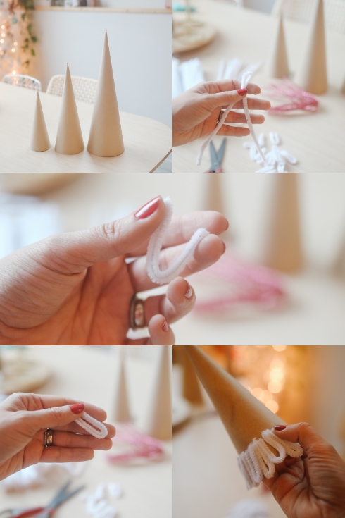 cone cardboards on a table 