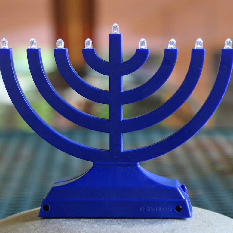 Blue menorah