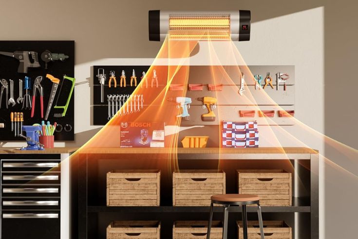 Wall mounted heater in garage