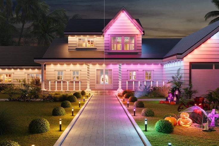 Eufy Outdoor Pathway Lights in front of house