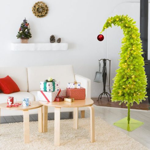 Grinch Christmas tree in living room