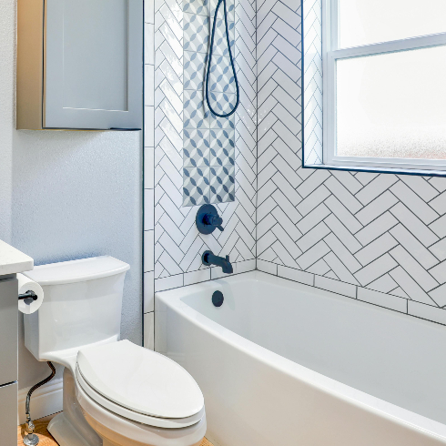 A clean and bleached bathroom