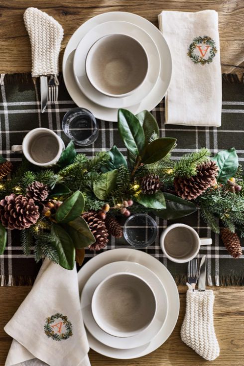 Christmas holiday table setting