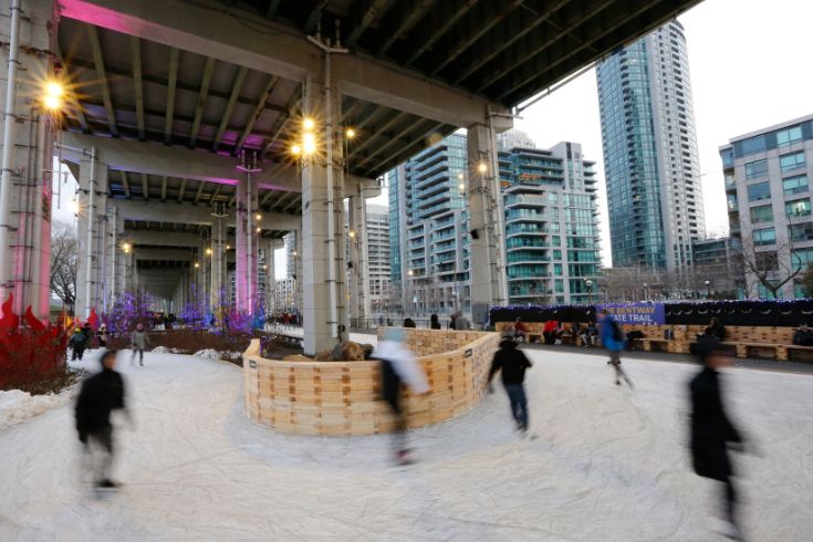 People skating at the bentway 