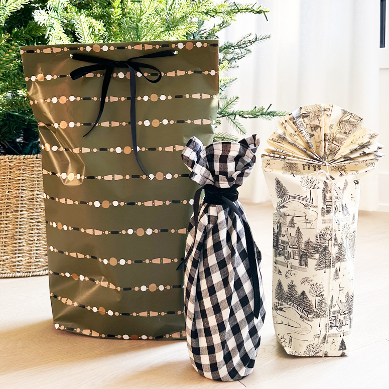 professional gift wrapping under the Christmas tree
