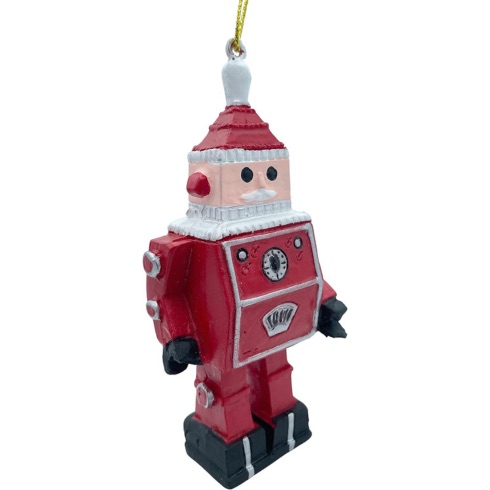 A robot Santa Claus ornament for a Christmas tree