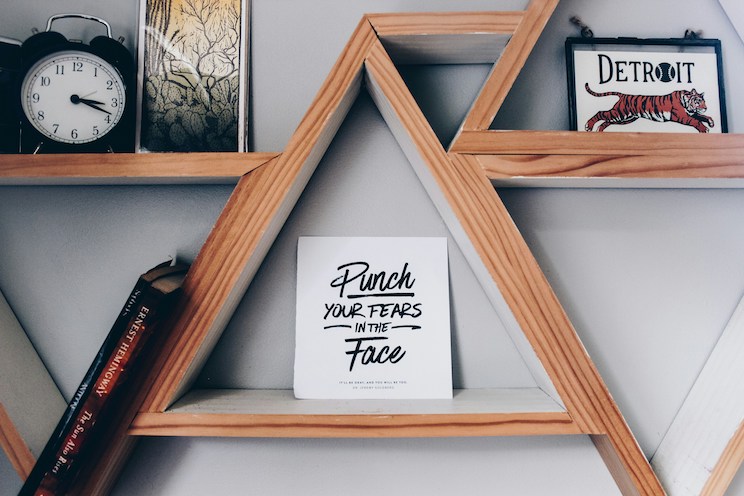 Shelving with printed art