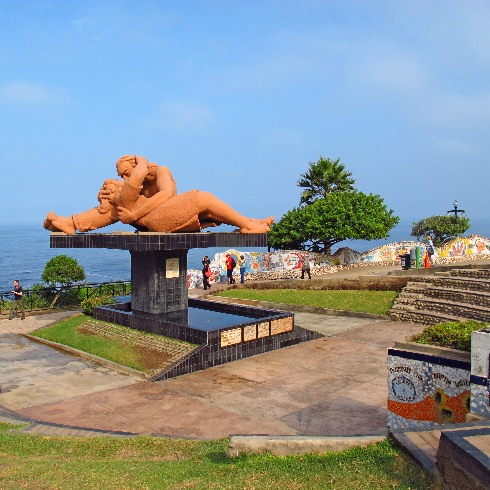 The Lovers sculpture at Parque Del Amor on the Miraflores Boardwalk in Lima, Peru.