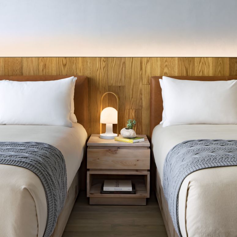 close up of 2 queen beds at the 1 Hotel Toronto