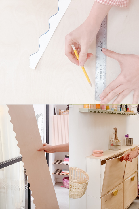 Cutting a plywood board with a wiggle finish