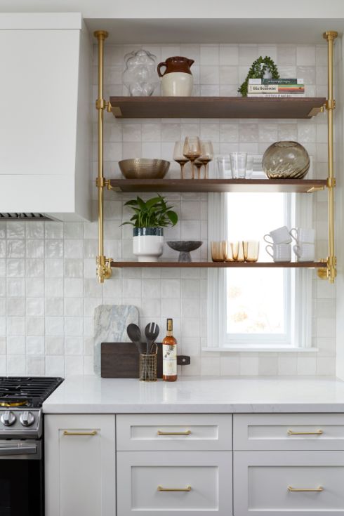 Shelves over window in kitchen