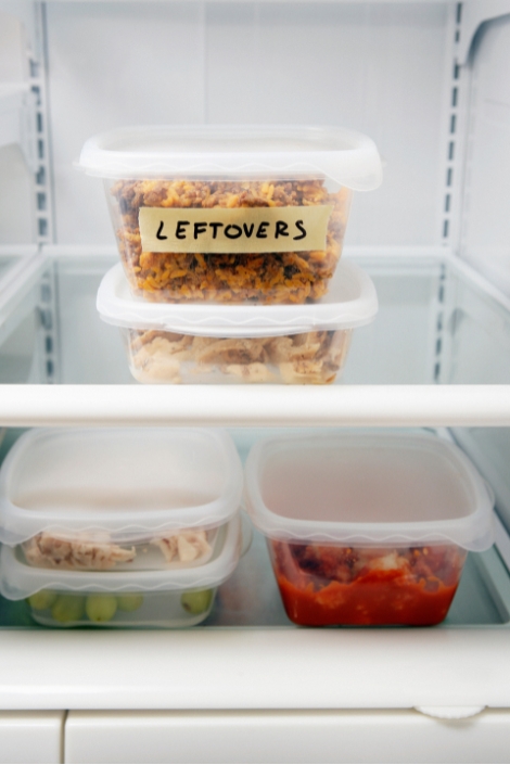 Leftover containers in refrigerator