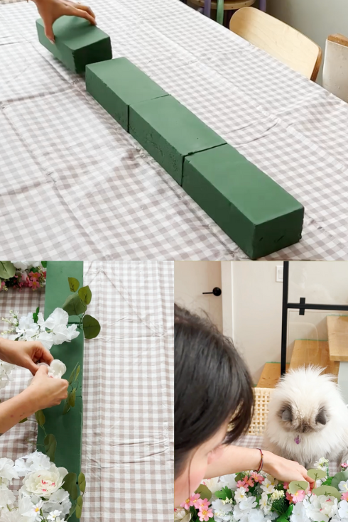 making a faux floral centerpiece using foam