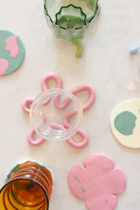Clay coasters and glasses