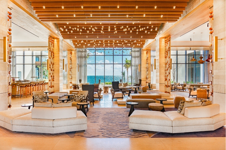 The lobby bar at the Hilton Cancun in Cancun, Mexico.