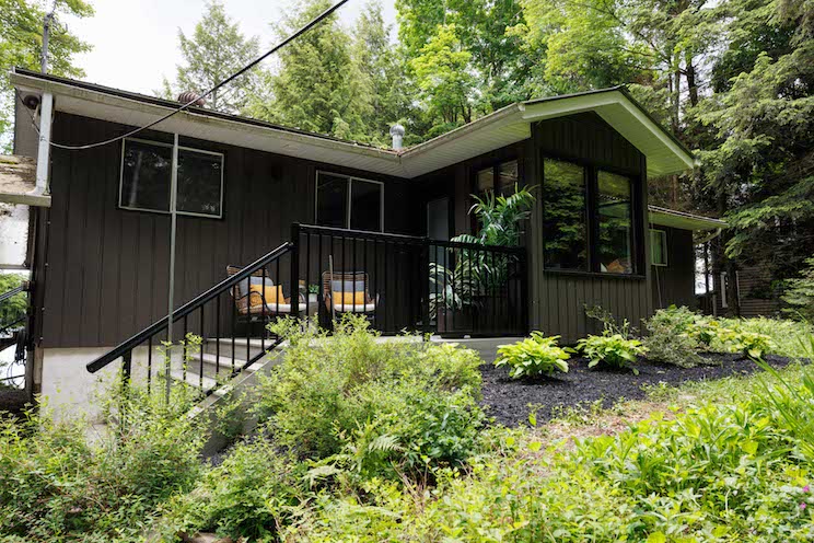 Muskoka vacation rental property exterior with dark siding