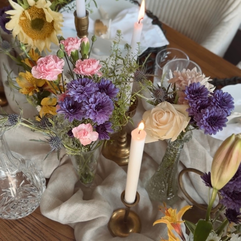 centerpiece featuring colourful flowers