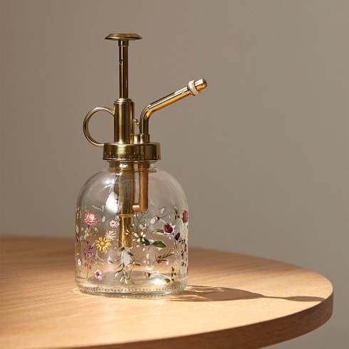 Wildflowers Glass Plant Mister Glass spray bottle with wildflowers print.
