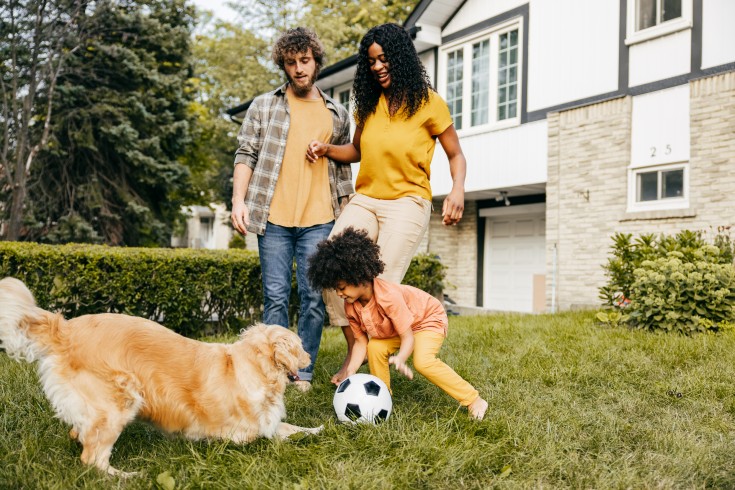 Family with a dog